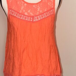 Rue21 Vibrant Coral Lace Tank Top